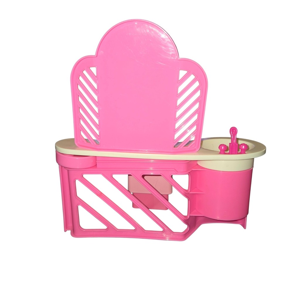 Mattel Barbie Vanity Sink Stool Set Kids Pink Vintage 1977/1987 READ - Picture 15 of 16